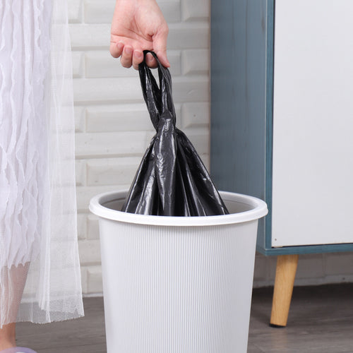 Thickened Handle Vest-Style Black Trash Bags for Home Kitchen & Bathroom – Disposable Plastic Garbage Bags, Medium/Large Size Value Pack